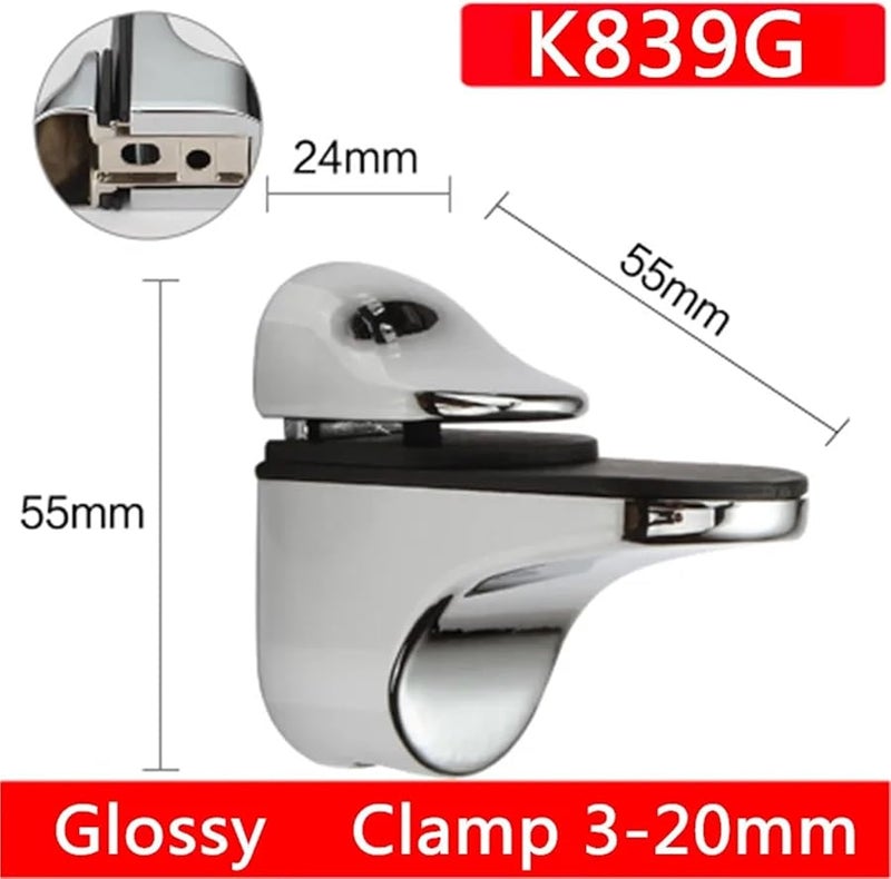 K839G Zinc Alloy Adjustable Glass Shelf Brackets 10pcs Glass Support Bracket - Image 3