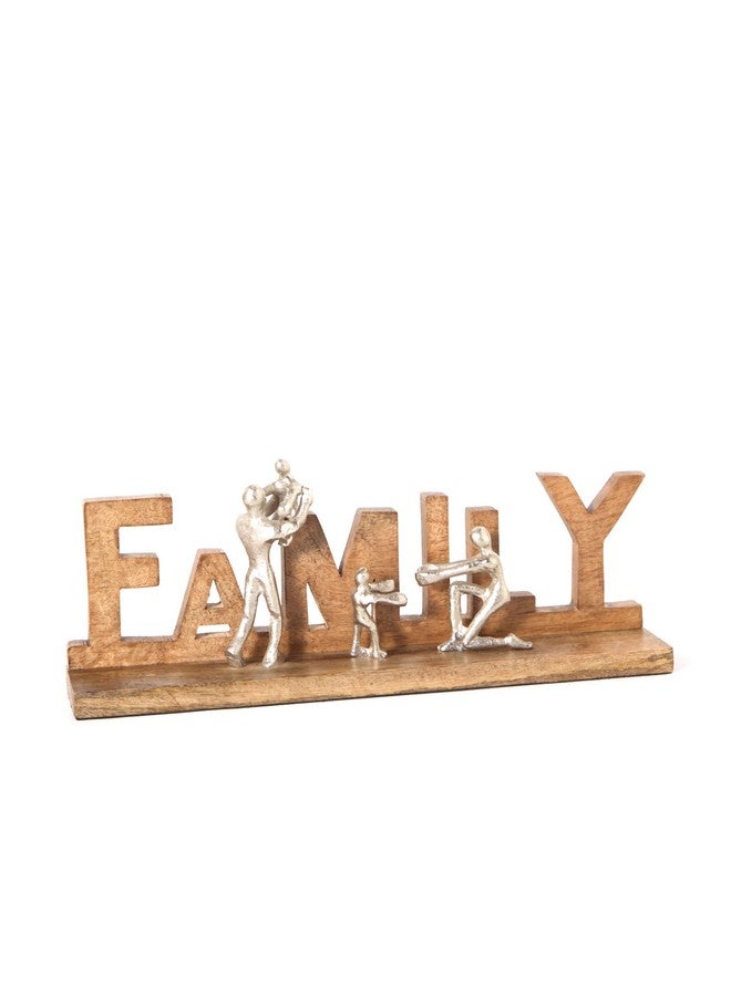 Home Box تمثال عائلة أودين من الألمنيوم على قاعدة خشبية 38 × 13 × 7 سم - Image 5