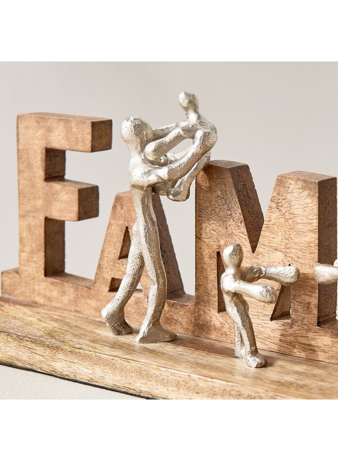 Home Box تمثال عائلة أودين من الألمنيوم على قاعدة خشبية 38 × 13 × 7 سم - Image 3