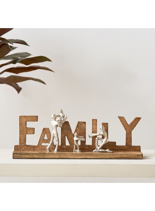 Home Box تمثال عائلة أودين من الألمنيوم على قاعدة خشبية 38 × 13 × 7 سم - Image 2