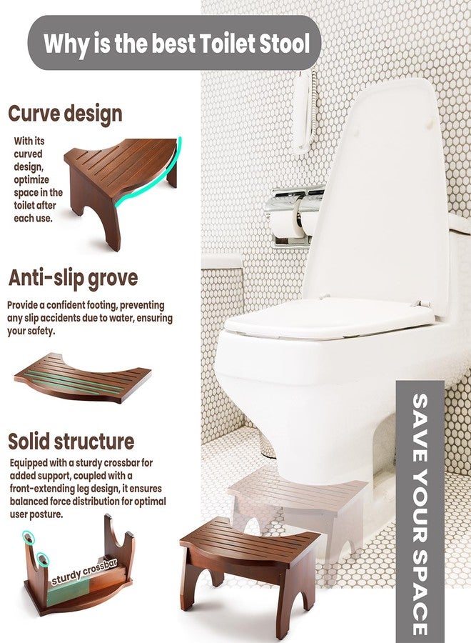 HOLANA 7.2” Acacia Wood Toilet Stool for Adults - 350LBS Poop Stool Adult, Toilet Foot Rest, Poop Stool for Bathroom, Toilet Step, Toilet Stool Squat Adult (Acacia Color) - Image 4