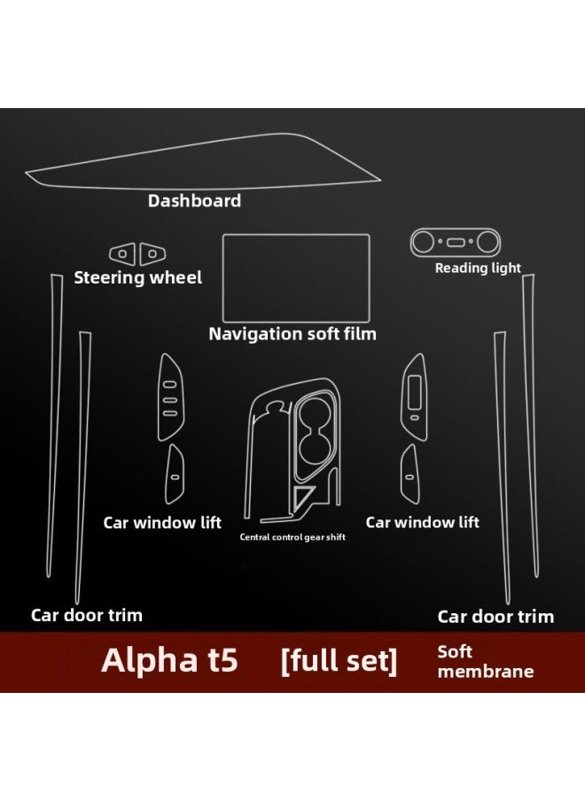 Generic - Polar Fox Alpha T5 Special Interior Film Screen Protection Film Transparent Center Console Film Gear Instrument Panel Modification-Color:Alpha T5_navigation Screen Tpu Soft Film - Image 1