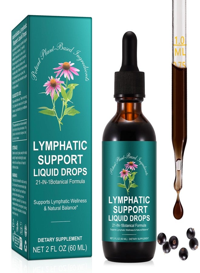 SDJUFEI 21-in-1 Lymphatic Drainage Drops， Lymphatic Support Liquid Drops with Turmeric, Elderberry & Dandelion, for Women & Men, 2 fl oz - Image 1
