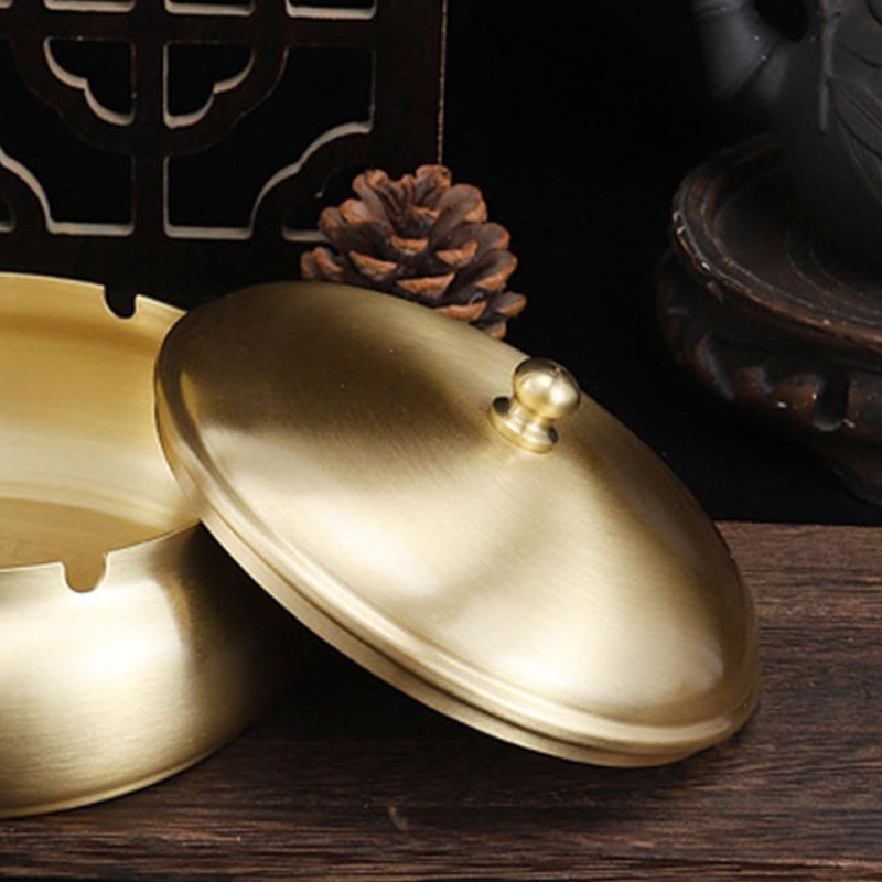 Brass Smokeless Ashtray With Fireproof Lid For Indoor Outdoor And Patio Use - Image 5