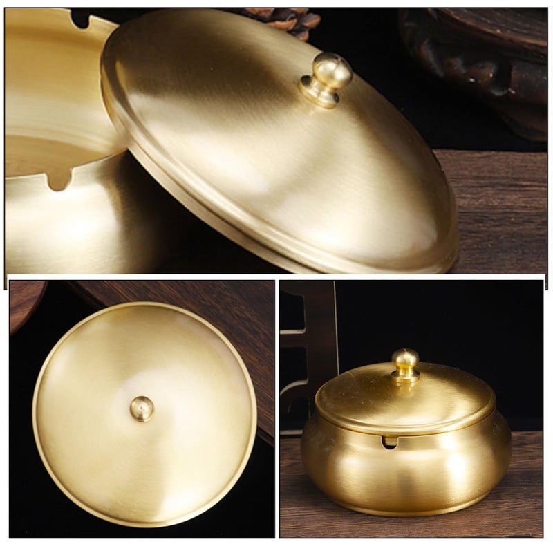 Brass Smokeless Ashtray With Fireproof Lid For Indoor Outdoor And Patio Use - Image 4