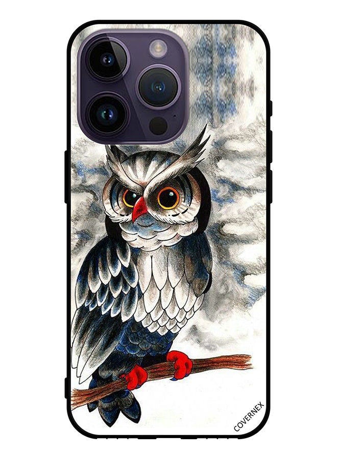 Covernex Protective Case Cover For Apple iPhone 14 Pro Owl Drawing Art - Image 1