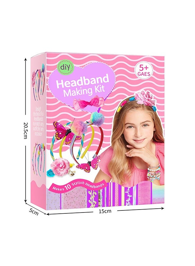Beyond 10 Pcs DIY Headband Making Craft Kits, DIY Hair Accessories Set Toy, Include Ribbon Bows Rhinestones (Colorful) - Image 2