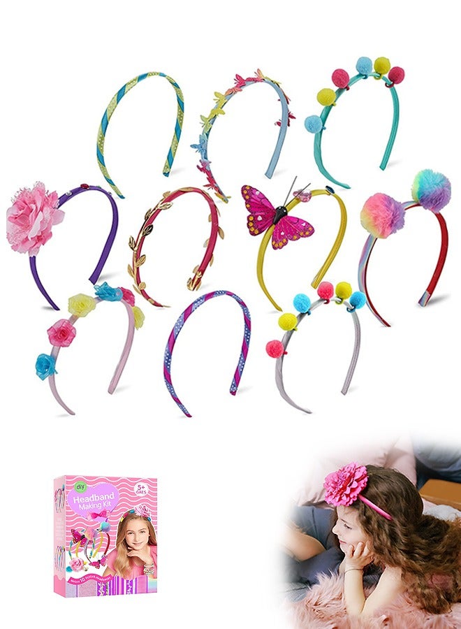 Beyond 10 Pcs DIY Headband Making Craft Kits, DIY Hair Accessories Set Toy, Include Ribbon Bows Rhinestones (Colorful) - Image 1