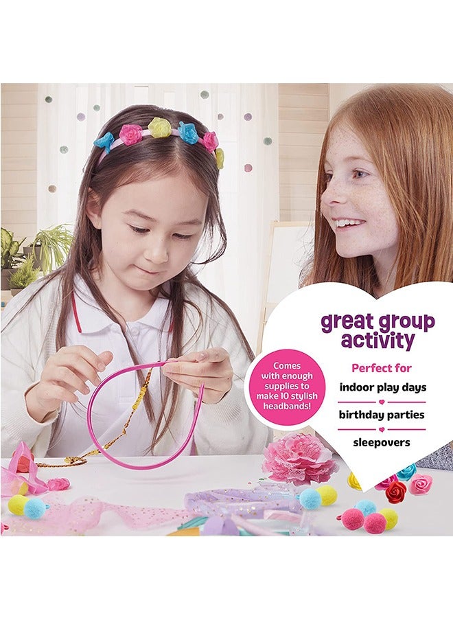 Beyond 10 Pcs DIY Headband Making Craft Kits, DIY Hair Accessories Set Toy, Include Ribbon Bows Rhinestones (Colorful) - Image 3