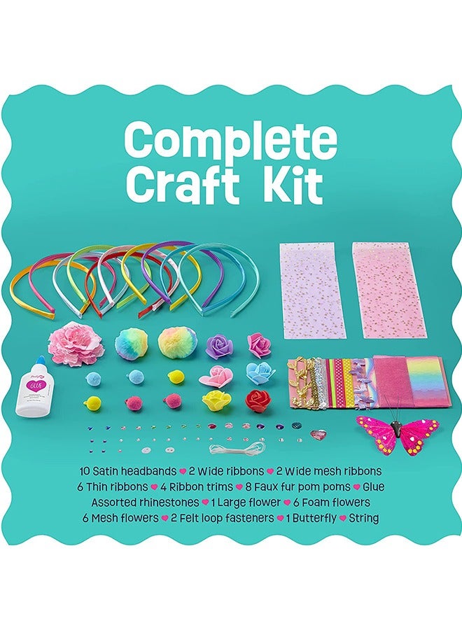 Beyond 10 Pcs DIY Headband Making Craft Kits, DIY Hair Accessories Set Toy, Include Ribbon Bows Rhinestones (Colorful) - Image 5