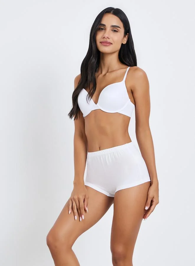 Styli Pack of 4 - Solid Cotton Elastic Waistband Boyshorts