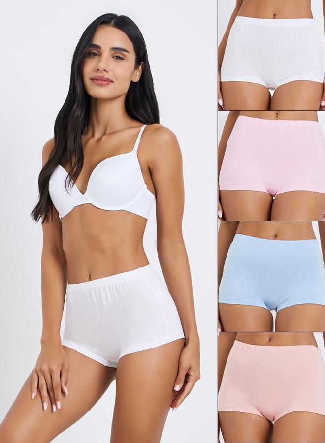 Styli Pack of 4 - Solid Cotton Elastic Waistband Boyshorts - Image 1