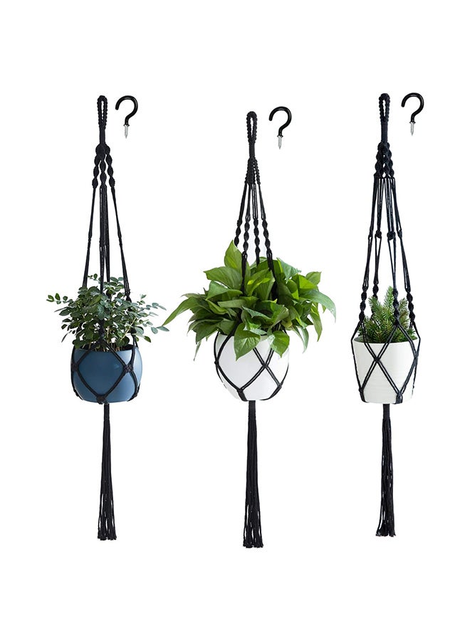 Antikiano Cotton  Macrame Plant Holder 3 Pack black - Image 1