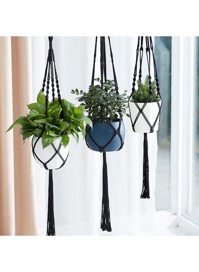 Antikiano Cotton  Macrame Plant Holder 3 Pack black - Image 2