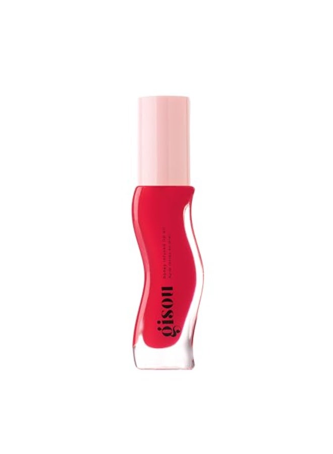 Gisou Honey Infused Hydrating Lip Oil, Nourishing Lip Moisturizer for Dry Lips (Strawberry Sorbet) - Image 1