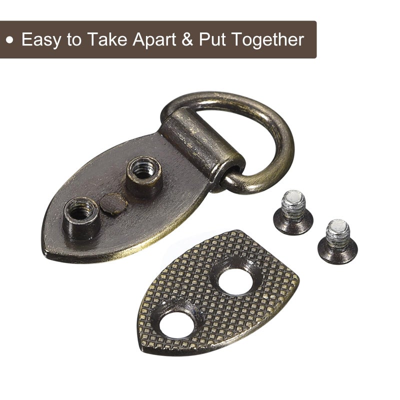 Bronze Tone 30mm Metal Leaf Shape Bag Side Clip Buckle With D Ring For DIY Purse Strap - Image 5