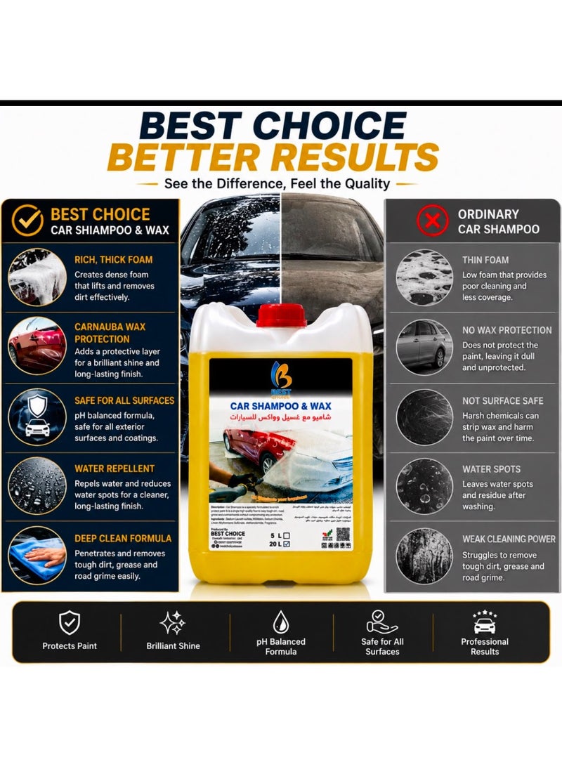 Best Choice Car Shampoo and Wax, 20 Litres, Liquid Form, Low Odor - Image 2