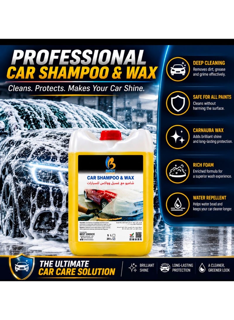Best Choice Car Shampoo and Wax, 20 Litres, Liquid Form, Low Odor - Image 1