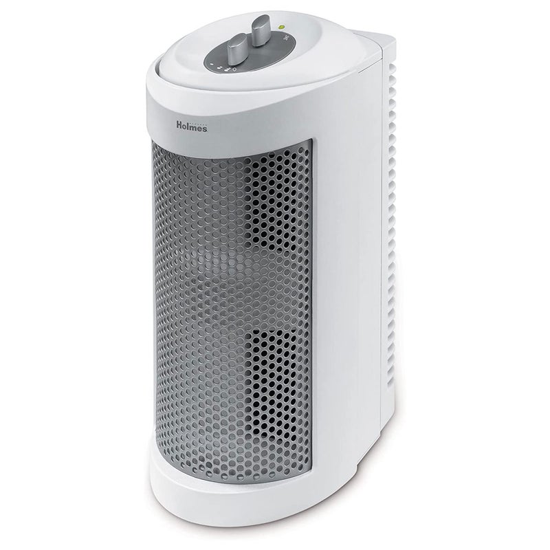 Holmes True HEPA Allergen Remover Mini Tower Air Purifier with Optional Ionizer  Small Space Air Purifier White HAP706NU1