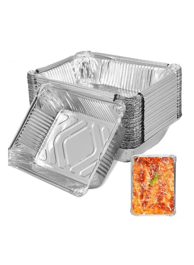 50 piece of non-stick Disposable aluminum foil baking Plate  reusable food-grade aluminum foil containers Size 26*19*6 - Image 1