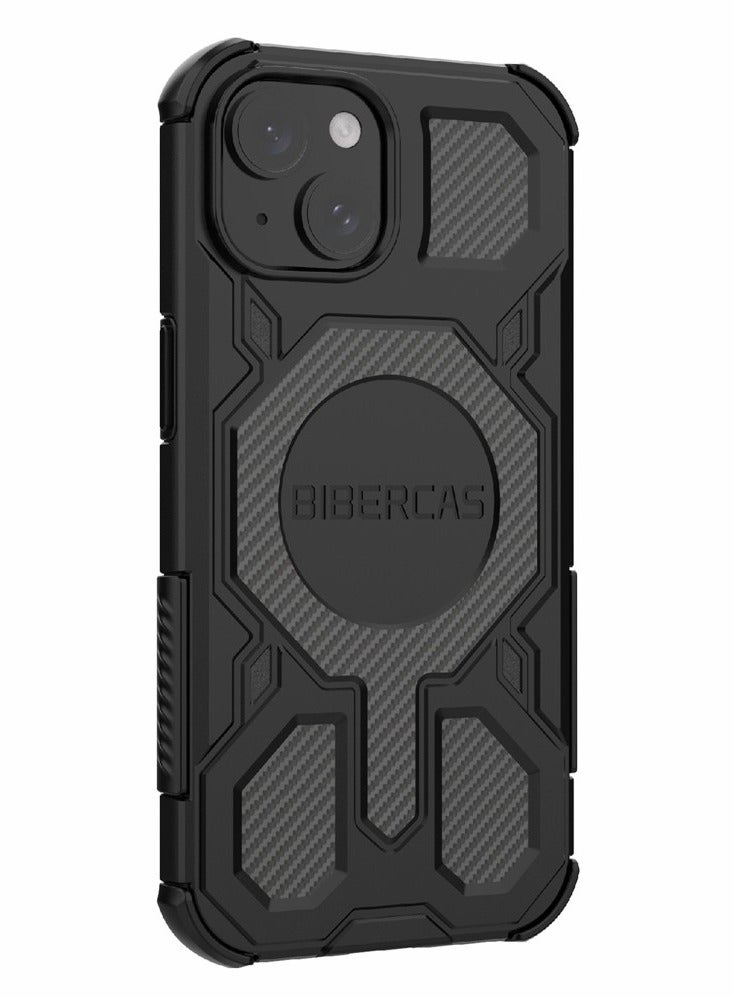 BIBERCAS For iPhone 15 Case Compatible with MagSafe Anti Drop TPU + PC Phone Cover - Black - Image 2