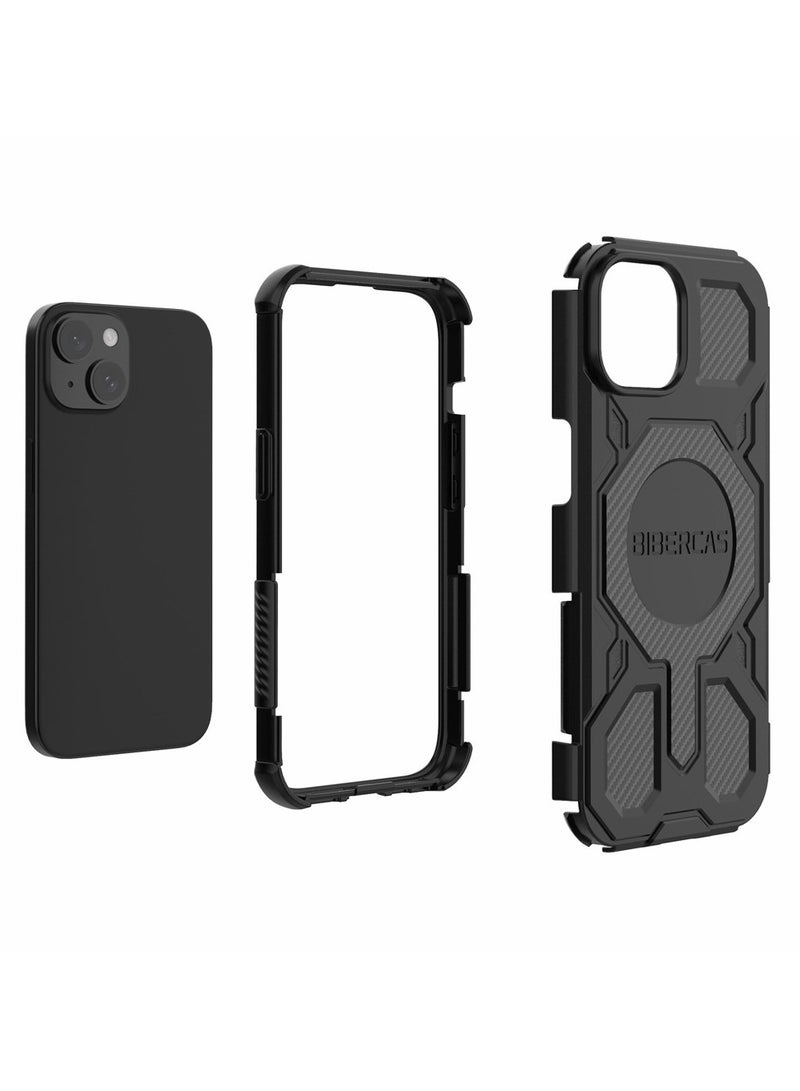 BIBERCAS For iPhone 15 Case Compatible with MagSafe Anti Drop TPU + PC Phone Cover - Black - Image 4