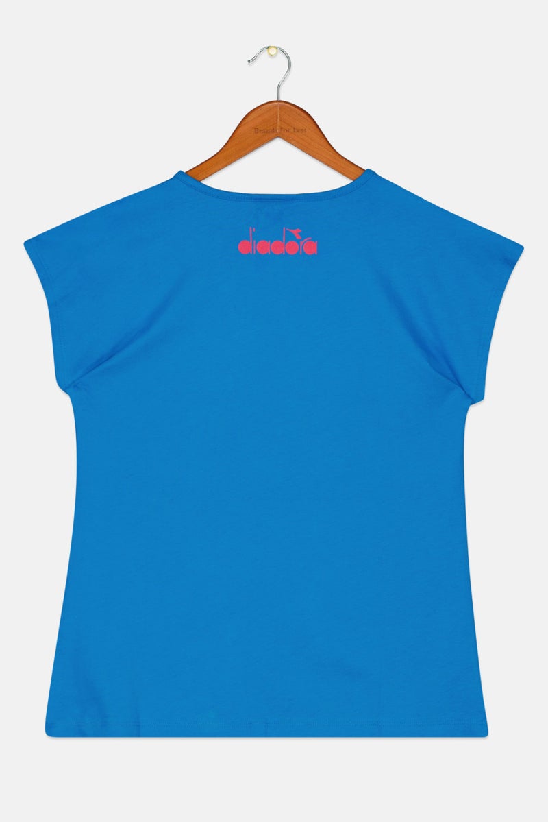 DIADORA Kids Girl Cap Sleeve Graphic Print Tops, Blue Combo - Image 2