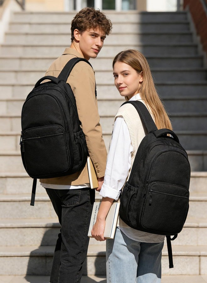 coofay Black College Backpacks for Women Lightweight Aesthetic Backpack for College Waterproof Laptop Backpack Rucksack Cute Travel Daypack Backpacks Simple Computer Bag for Men - Image 3