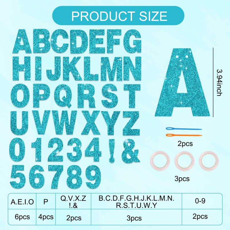 BEISHIDA 116 PCS A-Z Glitter Lake Blue DIY Letter Banner Kit Make Your Own Bannerï¼ŒIncluding 111 Letters and Numbers 3 Rope and 2 Threading Device,Customized for Birthday Graduation Wedding Party Decor - Image 3