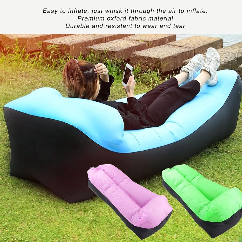 Inflatable Lounger, Oxford Portable Inflatable Sofa, Inflatable Couch for Camping, Inflatable Beach Chair for Adults, 2.3x6.1x1.7ft​ - Image 4
