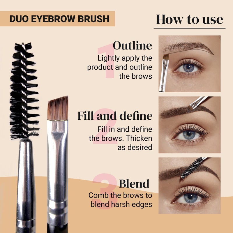 KESHIMA Eyebrow Brush Duo â€“ Premium Angled Eye Brow Brush & Spoolie â€“ Precision Eye Makeup Tool for Applying & Blending Powder, Gel & Liquids - Image 2