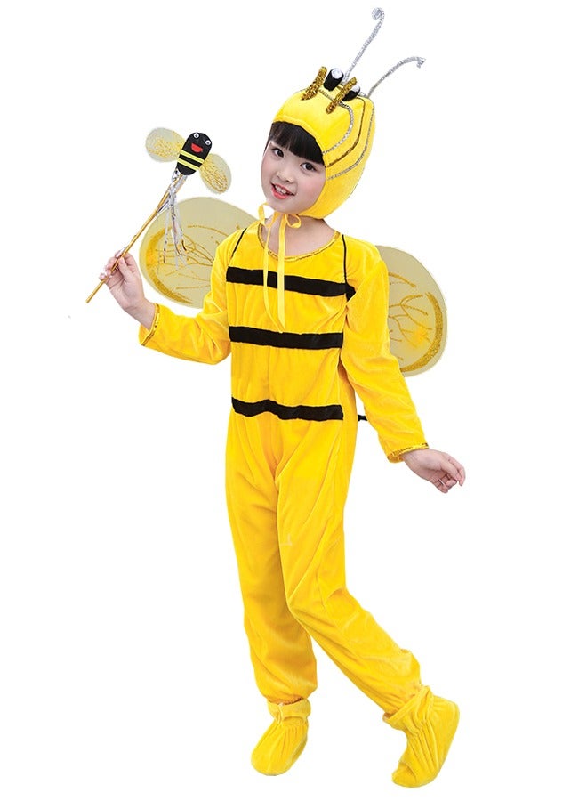 Bee Cosplay Costume Set, Kid Bee One-piece Clothing, Bee Wings, Bee Magic Wand, Hat, Foot Muffs - Image 1
