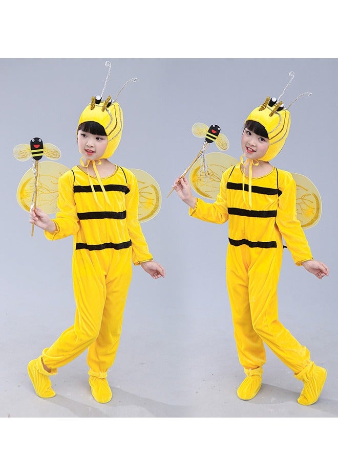 Bee Cosplay Costume Set, Kid Bee One-piece Clothing, Bee Wings, Bee Magic Wand, Hat, Foot Muffs - Image 2