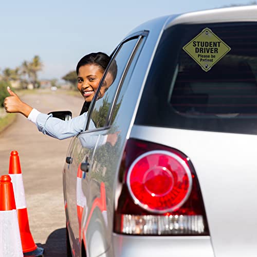 Frienda 3 Pieces Student Driver Signs with Suction Cups New Driver Stickers Please Be Patient Window Cling Magnet for Car Window Removable Reusable Gifts for Beginners Driving Learner - Image 4