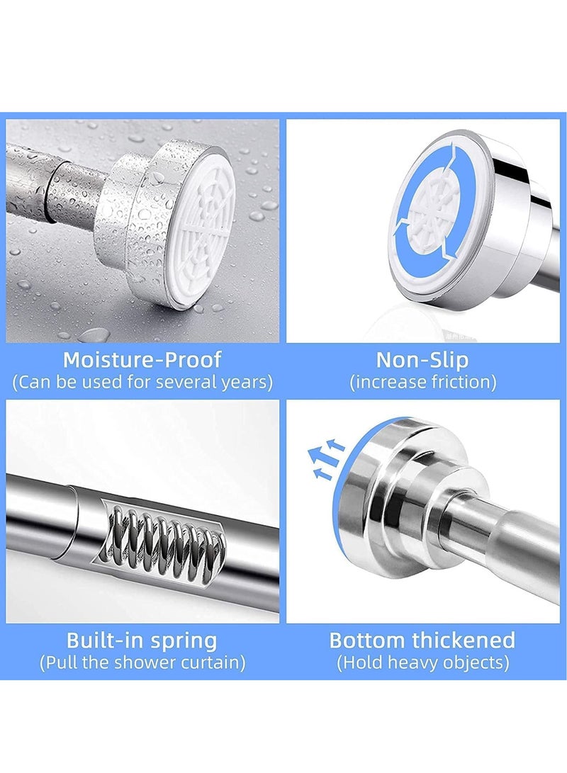 RATSAW Adjustable Tension Shower Curtain Rod Stainless Steel Telescopic Curtain Pole No Drilling Required,  Extendable Clothes Rail 150-260cm - Image 2