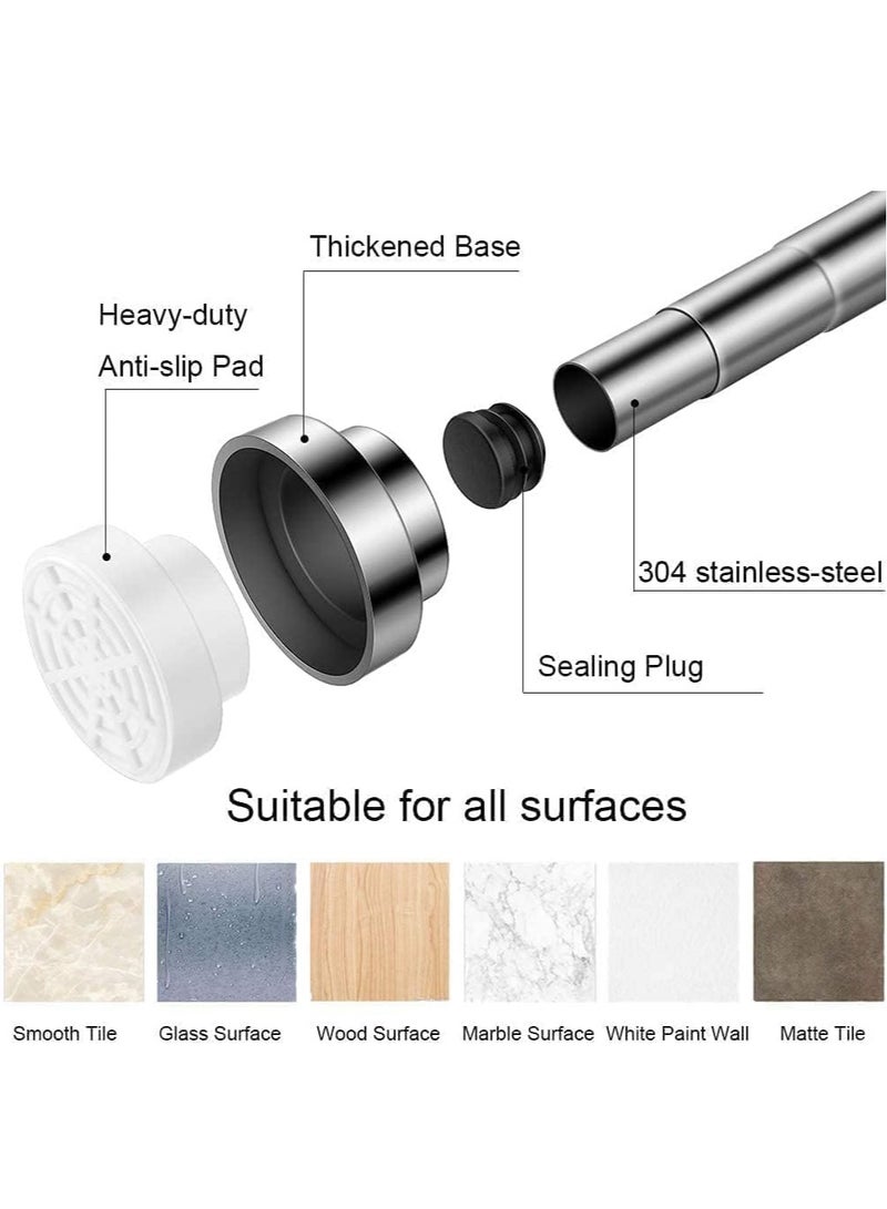 RATSAW Adjustable Tension Shower Curtain Rod Stainless Steel Telescopic Curtain Pole No Drilling Required,  Extendable Clothes Rail 150-260cm - Image 3