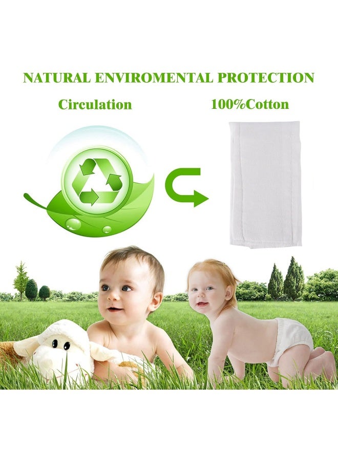 Fasoar Prefold Cloth Diapers - 100% Unbleached Premium Cotton, 3 Ply Baby Washable Diaper Covers for Babies to Toddlers Multi-Use (10-35 lbs) 5/6/10/12 Count Onesize White - Image 2