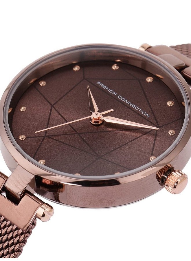 French Connection Stainless Steel Analog Brown Dial Women's Watch-Fcn00028E, Band_Gray - Image 4