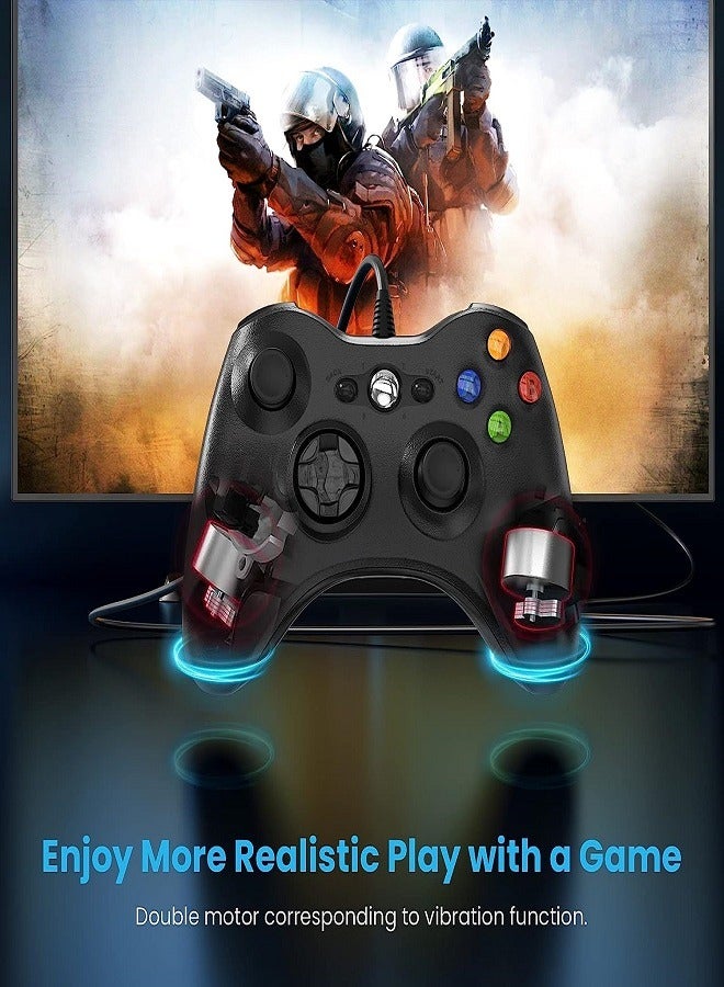 Wired Controller for Xbox 360, Game Controller for 360 with Dual-Vibration Turbo Compatible with Xbox 360/360 Slim and PC Windows 7,8,10,11 (Black)  - Image 5