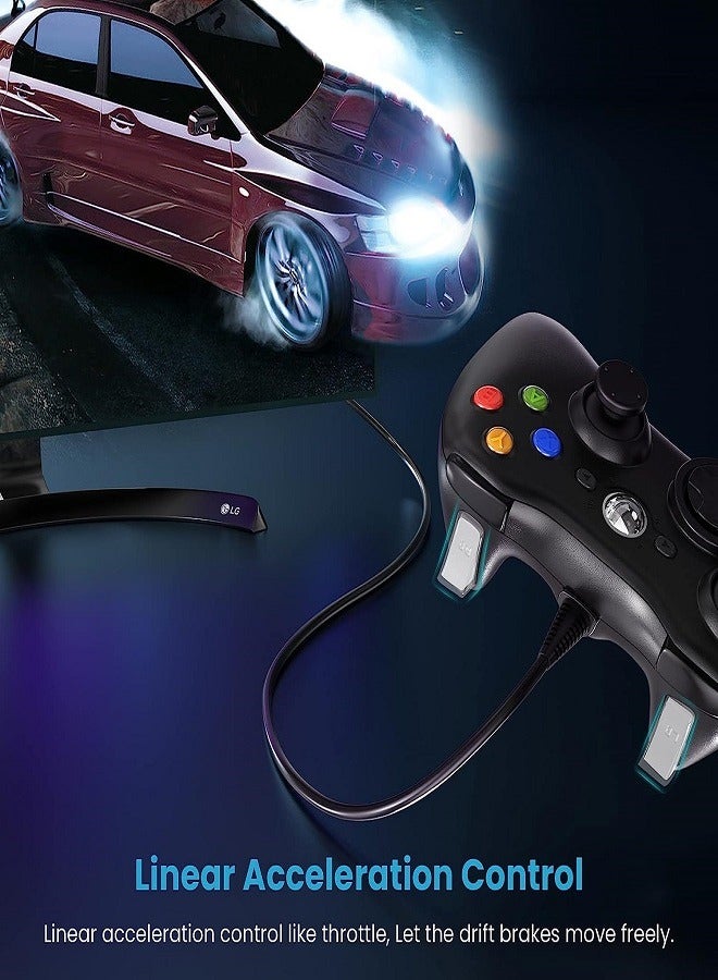 Wired Controller for Xbox 360, Game Controller for 360 with Dual-Vibration Turbo Compatible with Xbox 360/360 Slim and PC Windows 7,8,10,11 (Black)  - Image 4