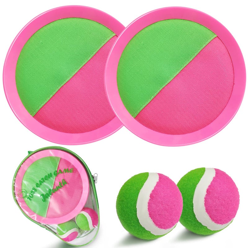 Jalunth Ball Catch Set Game Toss Paddle  Beach Toys Back Yard Pool Outdoor Lawn Games Backyard Camping Sticky Mitts Age 3 4 5 6 7 8 9 10 11 12 Years Old Boys Girls Kids Adults Family Easter Gifts - Image 2