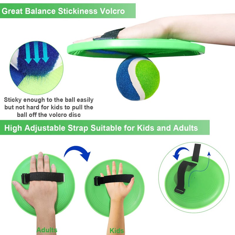 Jalunth Ball Catch Set Game Toss Paddle  Beach Toys Back Yard Pool Outdoor Lawn Games Backyard Camping Sticky Mitts Age 3 4 5 6 7 8 9 10 11 12 Years Old Boys Girls Kids Adults Family Easter Gifts - Image 3