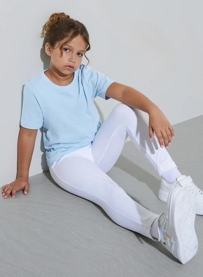 ستايلي Teen Girls Off White Knitted Full Length Leggings