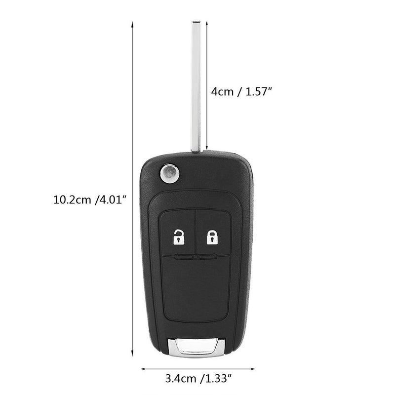 2 Button Foldable Key Fob Shell Replacement For Car Key Black - Image 2