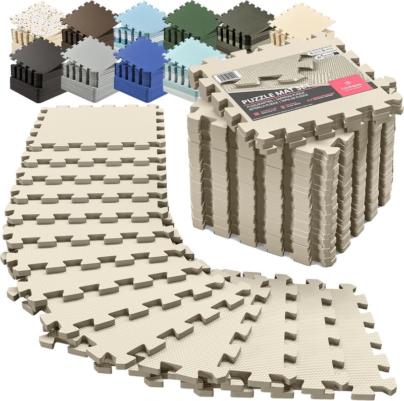 BeMaxx Gym Mats Set - 18 pcs EVA Interlocking Foam Floor Tiles (12.6"x12.6"x0.4") 18sqft Protective Gym Flooring Sports Home Workout Exercise Mats Puzzle Garage Fitness Play-Room Pool Treadmill Bike - Image 1