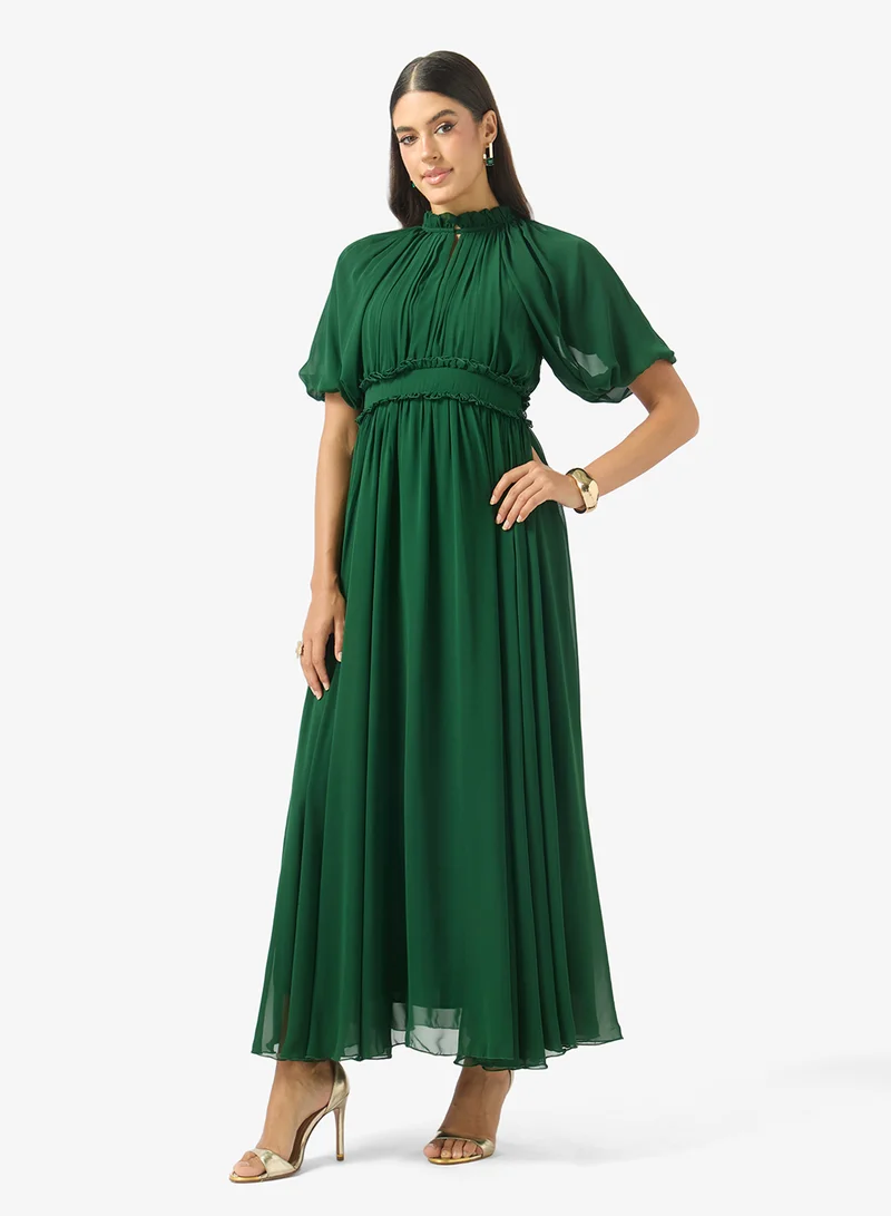 جولدن ابل Half Sleeve Round Neck Maxi Dress