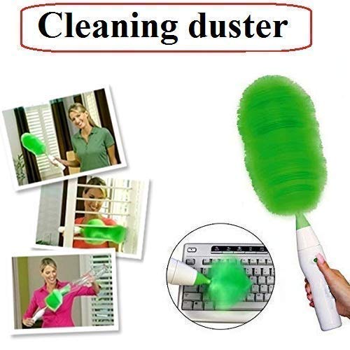 Portible Creative HandHeld Sward Dust Electric Feather Spin Home Duster Green Electronic Motorised Cleaning Three Brush Set Multicolor - Image 4