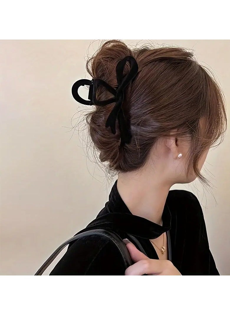Goolsky 3pcs Luxury Velvet Hair Clips With Butterfly Knot And Hollow Design, Elegant Hair Styling Accessories For Women, Perfect For Back To School  - Image 2