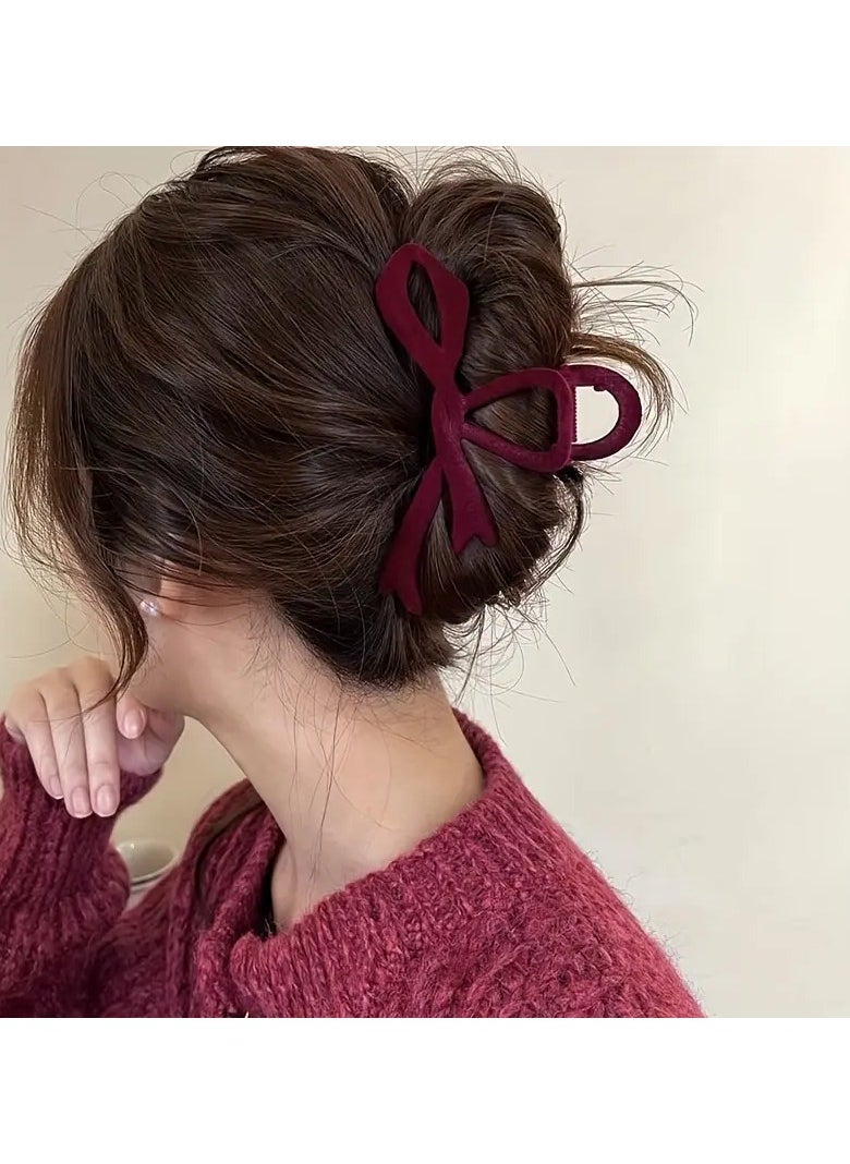 Goolsky 3pcs Luxury Velvet Hair Clips With Butterfly Knot And Hollow Design, Elegant Hair Styling Accessories For Women, Perfect For Back To School  - Image 3