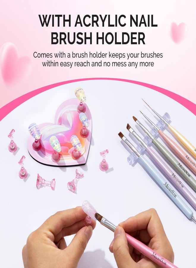 MelodySusie Nail Stand for Press Ons, Super Pink Heart Shape Magnetic Base for Painting Display with Brush Holder And Reusable Double-Sided Tape for Home DIY Salon Supplies - Image 4